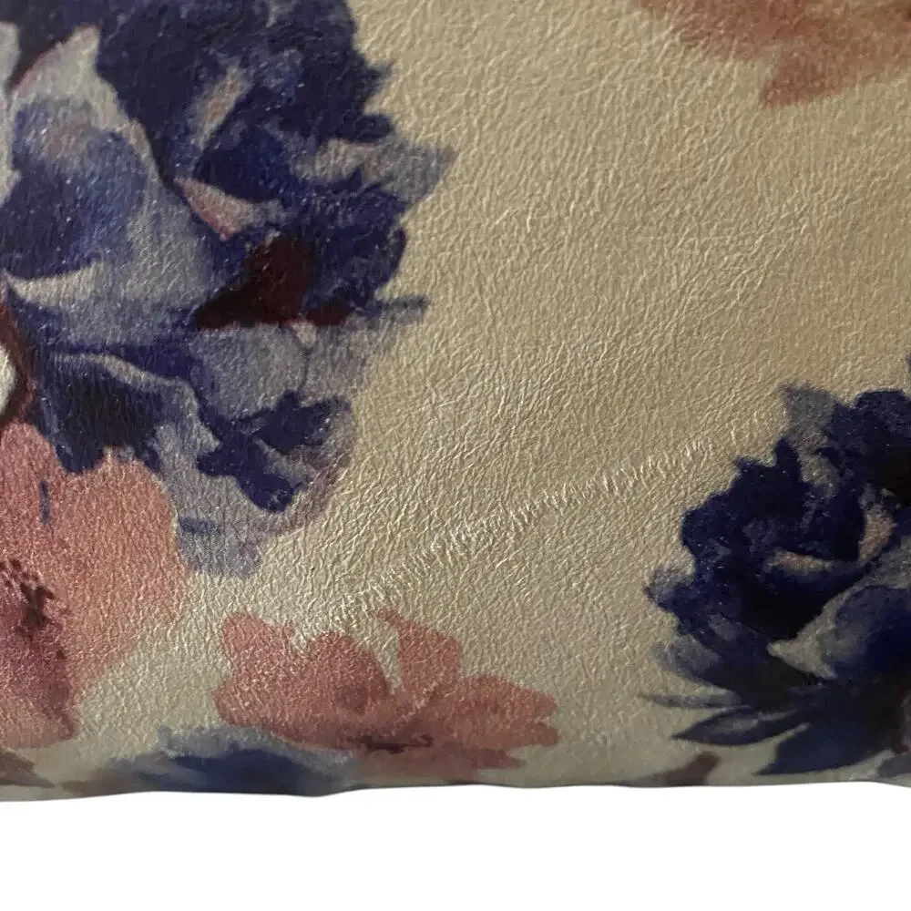 NWT Garuglieri Throw Pillow Floral Genuine Leather Made In Italy Duck Feathers
